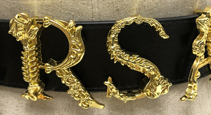 Ceintures habillées en <span class=keywords><strong>cuir</strong></span> de vache véritable tendance pour femmes, boucle <span class=keywords><strong>dorée</strong></span> avec lettres personnalisées, matériau en alliage - Product Image 3