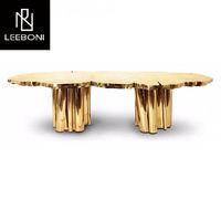 Meubles de maison table de banquet au design unique en acier inoxydable doré 6 places table de salle à manger de luxe