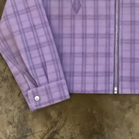 Veste à carreaux personnalisée de haute qualité, veste d'hiver en coton coupe-vent avec col en cuir, veste à carreaux zippée, veste courte pour homme