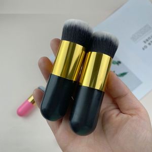 Mini Travel-Sized Vegan Cruelty-Free <b>Makeup</b> Brush Synthetic Bristles Blush Black Powder Loose Pressed Powder Brush - Product Image 3