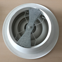 Diffuseur de plafond rond en aluminium avec amortisseur de contrôle du volume d'air et grille de sortie, design industriel moderne pour utilisation en entrepôt