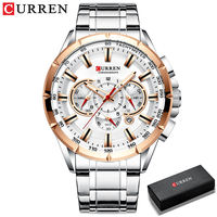 Montre-bracelet étanche Curren 8363 en acier inoxydable, style luxe pour homme, mouvement à quartz, avec boîte