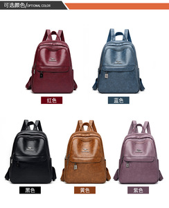 Luxury Pu Leather Women <b>Backpack</b> Vintage Style Lady Travel Shoulders <b>Backpack</b> Girl <b>School</b> Bag Female Leather <b>Backpack</b> - Product Image 5