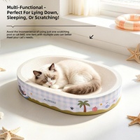 Griffoir ovale en carton blanc pour chat avec lit intégré, en carton ondulé épais, résistant à l'usure, sans peluches, design simple