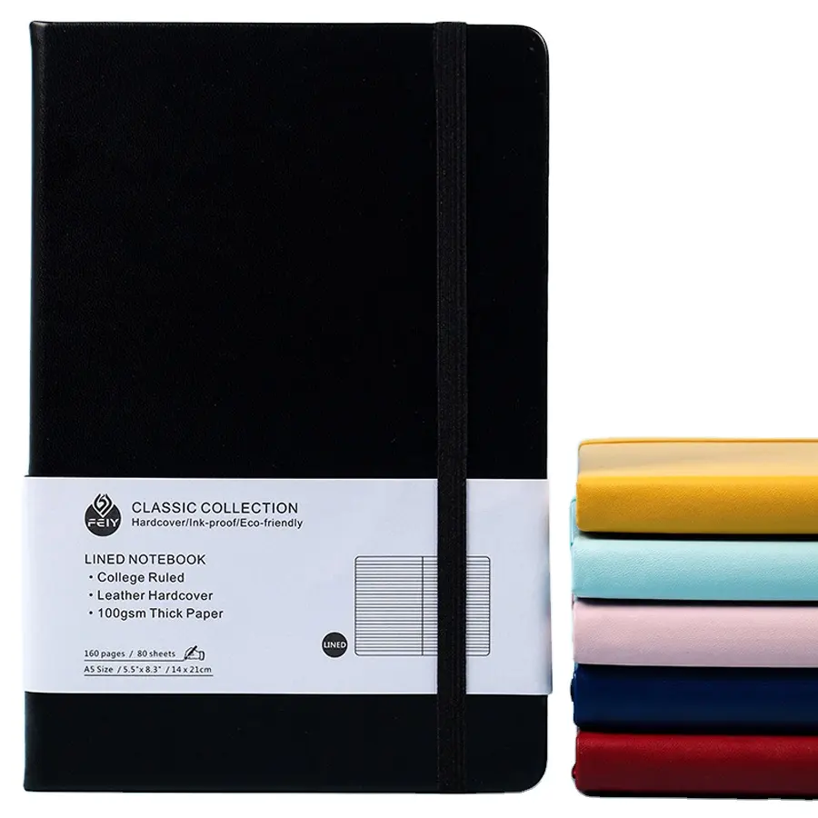 Quaderno per diario in pelle A5 di vendita calda quaderno per diario personalizzato con righe per College aziendale con logo