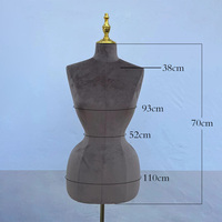 Mannequin de Couture Femme BBL Demi-Corps pour Robes, Taille Grande Hanches, Poitrine Généreuse, Torse Féminin Courbé avec Support Doré
