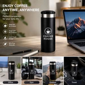Custom 350ml 500ml Reusable Coffee Cup Tea <b>Insulated</b> Tumbler Drinks 12oz 16oz Straight Bottle Stainless Steel Vacuum Travel <b>Mug</b> - Product Image 4
