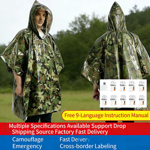 Poncho <span class=keywords><strong>de</strong></span> Lluvia <span class=keywords><strong>de</strong></span> Emergencia con Camuflaje, Impermeable y Resistente al Desgarro para <span class=keywords><strong>Supervivencia</strong></span> al Aire Libre y Preparación para Desastres - Product Image 1