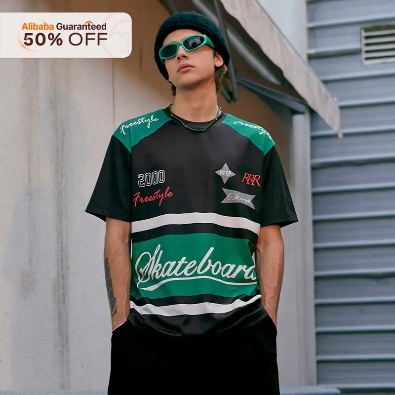 Enflasyon satış Patchwork 100% polyester streetwear üretici grafik gömlek boy tshirt unisex