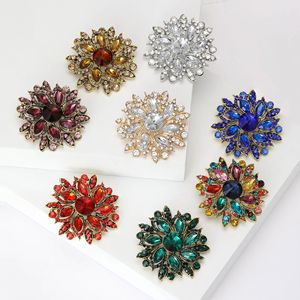 Broche de Liga Metálica Estilo Europeu-Americano, Ousado, Moderno e Retrô, com Cristais de Vidro Multicoloridos Deslumbrantes, Acessório Feminino para Agasalhos - Product Image 1