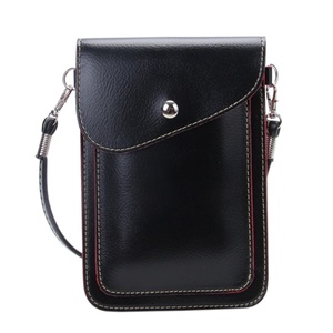 Boshiho - Bolso Bandolera de Cuero Genuino para Teléfono Celular y Tarjetas de Crédito, Diseño Delgado, Bolsillo con Cremallera - Product Image 1