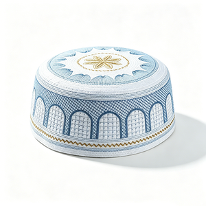 Gorro Islámico Kufi Bordado para Hombre, Gorro de Oración Musulmán de Algodón Premium, Gorro Transpirable con Patrón Geométrico para Ramadán y Eid - Product Image 4