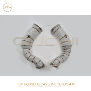 OUCHI Downpipe di Scarico per Porsche <span class=keywords><strong>Cayenne</strong></span> E3 9Y0 <span class=keywords><strong>Cayenne</strong></span> Turbo/<span class=keywords><strong>S</strong></span>/GTS 2019-2023 4.0T V8 con Sistema di Protezione dal Calore, 1 Pezzo - Product Image 2