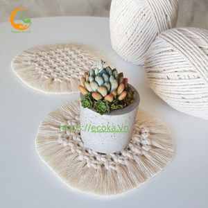 Customizable Bohemian/Moderne Luxury Macrame Fringe Eco-Friendly Potholder Candle <b>Coaster</b> <b>Woven</b> Placemat Set Made Bamboo-Export - Product Image 2