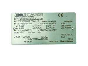 جديد أصلي جاهز SF47 DRN71M2BE05ZLN + Bremse 055kW rpm I4732 PLC وحدة تحكم برمجة - Product Image 3