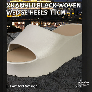 Sandales compensées blanches à plateforme, mules ouvertes à enfiler, pour l'été, intérieur et extérieur - Product Image 2
