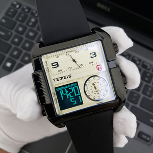 Elegante reloj de cuarzo para hombre con caja redonda, correa de cuero y pantalla analógica - Product Image 2