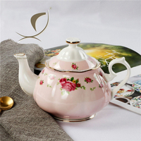 2025 Qian Hu rétro Style européen britannique décalcomanie florale véritable jante en or 570ml céramique os porcelaine théière pour le thé de l'après-midi nouveau