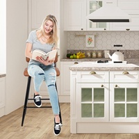 Tabouret moderne en cuir pour îlot de cuisine, pieds en métal, siège rembourré marron, hauteur 65 cm, tabouret de comptoir pour la maison, mobilier de bar, chaise de salle à manger