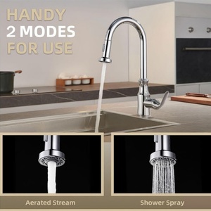 Faucet Head Replacement <b>Chrome</b> Angle Simple Kitchen Sink Faucet Sprayer Pull Down Hose Spray Head Stream and Spray Mode - Product Image 4