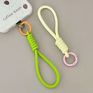 Lanière courte tressée créative détachable avec crochet réglable anti-perte pour téléphone portable et porte-clés – Polyester durable à nœuds colorés - Product Image 2