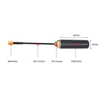 Antenne omnidirectionnelle verticale à polarisation verticale 5dBi à gain élevé 2,4 GHz, étanche IP66, avec câble RG174 et fixation par vis