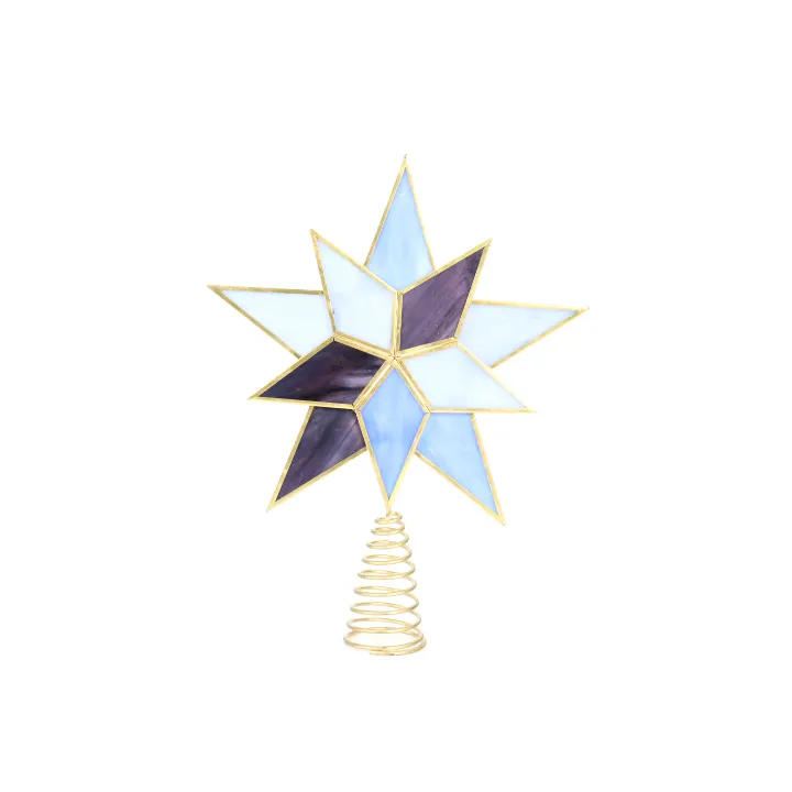 Ourwarm 3d Glitter Star Led Christmas Tree Topper With Glass White Snowflake Projector Laser Christmas Tree Ornament