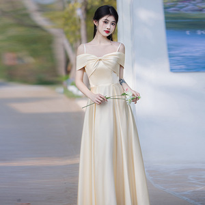 Champagne Bridesmaid Dresses A-Line Satin Sweetheart Neckline Natural Waist Long Formal Wedding Party Wear - Product Image 2