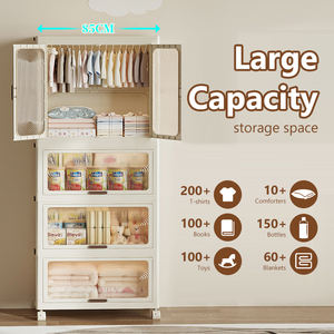 DAYOOH Multi-Size Easy to Install Bedroom Closet Clothing Organizer Foldable Movable Kids <strong>Baby</strong> Cloth Storage Cabinet Wardrobe - Product Image 6