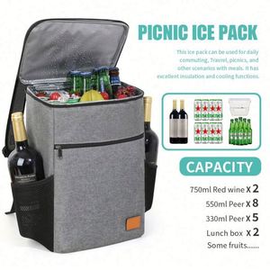 Large Capacity Portable Fresh-Keeping Thick Aluminum Foil Outdoor Insulation Picnic Ice <b>Cooler</b> Pack Lunch Bag <b>Backpack</b> - Product Image 4