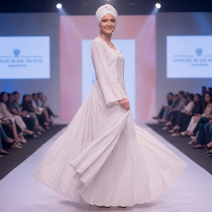 Robe longue décontractée de luxe en coton blanc, manches longues, col carré, corsage froncé, broderie en dentelle, coupe élégante et régulière, été, style africain - Product Image 4