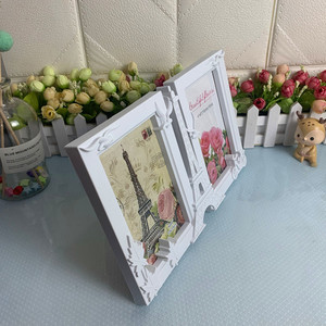 Cadre photo rectangulaire décoratif à poser sur table, avec 2 trous, pour photos de mariage, avec décor de la <span class=keywords><strong>tour</strong></span> <span class=keywords><strong>Eiffel</strong></span>, support photo pour la maison ou le bureau - Product Image 3