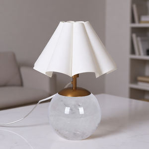 High-End Creative Farmhouse Style Glass Fabric <b>Bedside</b> Lamp Luxury Decorative <b>Table</b> Lamp for Hotel Living Room Dining Room - Product Image 1