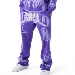 Ensemble de survêtement streetwear épais violet délavé, 360 grammes, 100% coton, avec sweat à capuche et pantalon - Product Image 4