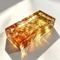 Brique de verre cristallin colorée à fusion à chaud, bloc de verre transparent à motif glace, briques de verre artistique pour murs extérieurs paysagers