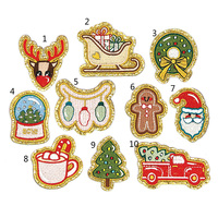Patch brodé autocollant brillant tête de souris scintillante pour décoration de Noël, motif Père Noël