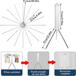 Trépied pliable étendoir à vêtements pliant cintre sèche-<span class=keywords><strong>linge</strong></span> pour blanchisserie balcon intérieur extérieur - Product Image 5
