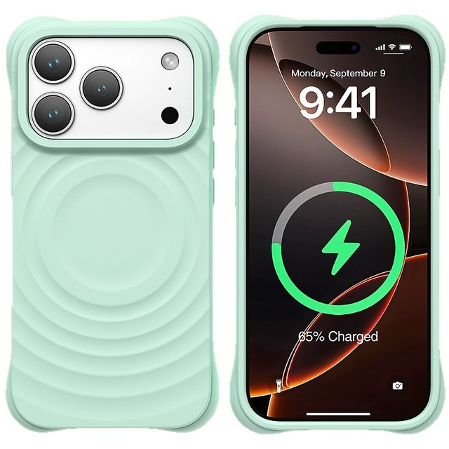 High Quality Liquid Silicone Phone Case Wave Pattern Mobile Cover Magnetic Shockproof Skin for iPhone 13 14 15 16 17 Pro Max