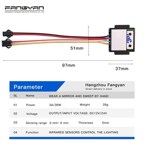 สวิตช์เซ็นเซอร์แบบสัมผัสสำหรับไฟ LED แถบกระจกห้องน้ำ 12 โวลต์ 3 แอมป์ พร้อมระบบหรี่แสง - Product Image 2