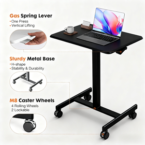 Di chuyển khí nén một chân văn phòng máy tính xách tay bàn khí mùa xuân Chiều cao có thể điều chỉnh thường vụ nghiên cứu bàn gỗ Máy tính để bàn khung thép không gỉ - Product Image 3