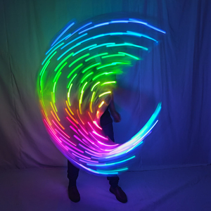 Veli <span class=keywords><strong>LED</strong></span> Luminosi in Seta per Danza del Ventre, Accessori per Spettacoli con Veli Rettangolari Multicolore - Product Image 4