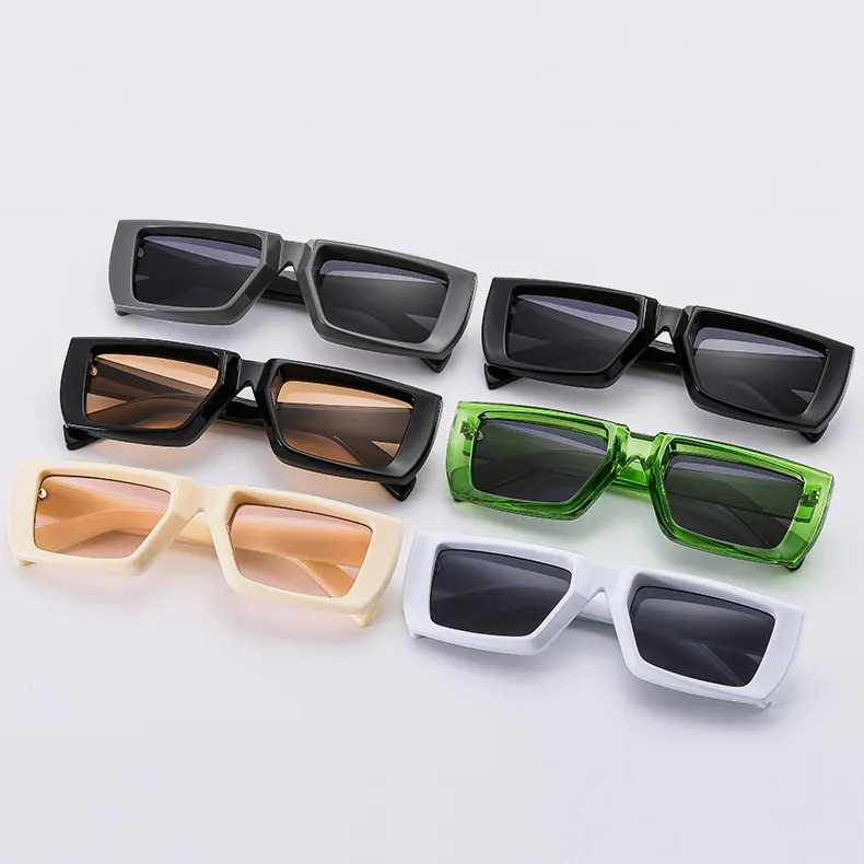Großhandel Günstige Grüne Dicke Rechteck Shades Bunte Mode Brillen Gafas De Sol Sonnenbrillen