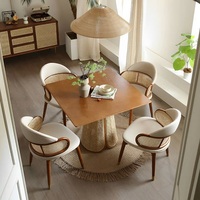 Ensemble de tables et chaises rondes en bois massif pour salle à manger, chaise de salle à manger moderne de luxe, 4 ensembles, table basse, usage traditionnel pour hôtel