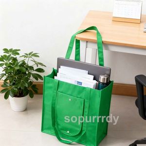 Custom Logo Non-woven Large <b>Foldable</b> Durable Heavy Duty Totes with Shoulder Long Handles Washable Eco Friendly Grocery <b>Bags</b> - Product Image 2