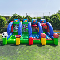 Jeu gonflable commercial 4 en 1 pour carnaval, sports interactifs, jeu gonflable Connect 4, tir au basket-ball, jeu de quatre à vendre