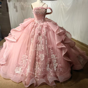Vestidos de Fiesta de Gala de Princesa con Cola de Capilla, Escote Bardot, Estilo Formal, para Quinceañera, Dulces 16, con Apliques y Pedrería de Cristal - Product Image 5