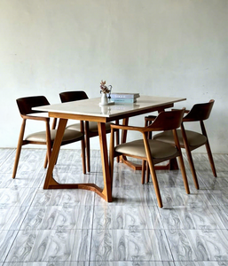 Modern Wooden <b>Dining</b> Room Set Rectangular <b>Dining</b> Table and <b>Chairs</b> Minimalist Home Furniture - Product Image 3