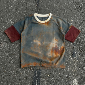 Camiseta con efecto acid wash, camiseta lisa lavada, camisetas 100% algodón, cuello redondo, para hombre, camiseta personalizada de alta calidad para hombre - Product Image 1