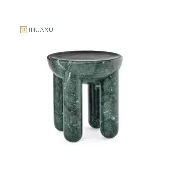 Huaxu Collectible Natural Stone Furniture Hand Crafted Dark Green Marble Coffee Side Table End Table