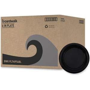 Assiette jetable en plastique noir haute résistance Boardwalk de 6 pouces, 1000 pièces/carton - Product Image 6